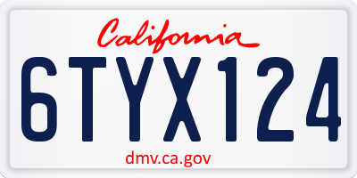 CA license plate 6TYX124