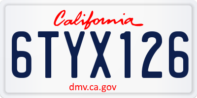 CA license plate 6TYX126