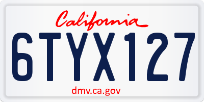 CA license plate 6TYX127