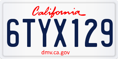 CA license plate 6TYX129