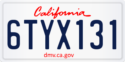 CA license plate 6TYX131