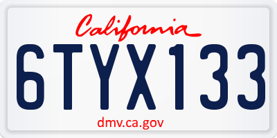 CA license plate 6TYX133