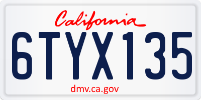 CA license plate 6TYX135