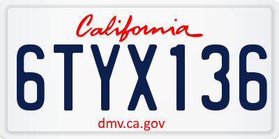 CA license plate 6TYX136