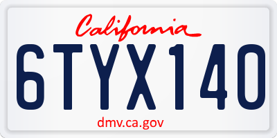 CA license plate 6TYX140