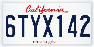 CA license plate 6TYX142