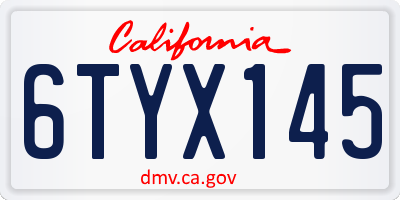 CA license plate 6TYX145