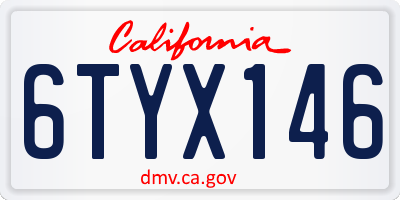 CA license plate 6TYX146