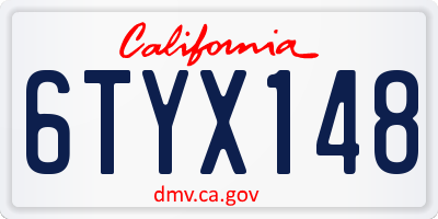 CA license plate 6TYX148