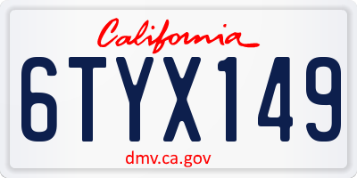 CA license plate 6TYX149