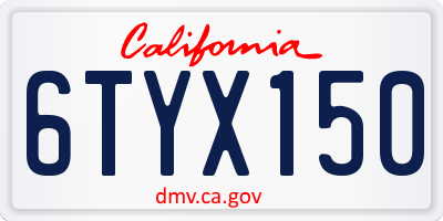 CA license plate 6TYX150
