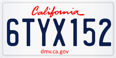 CA license plate 6TYX152