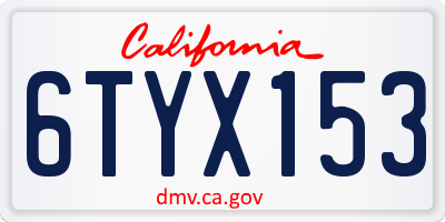 CA license plate 6TYX153