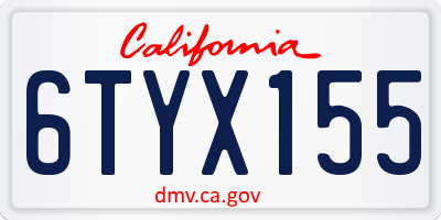 CA license plate 6TYX155