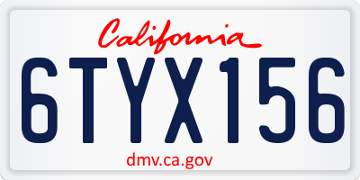 CA license plate 6TYX156