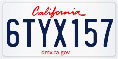 CA license plate 6TYX157