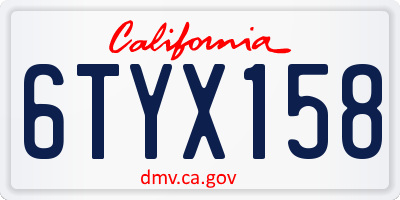 CA license plate 6TYX158