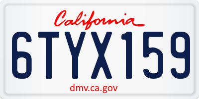 CA license plate 6TYX159