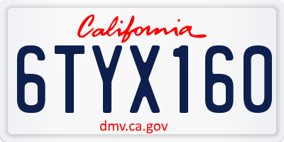CA license plate 6TYX160