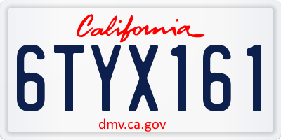 CA license plate 6TYX161