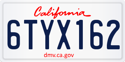 CA license plate 6TYX162