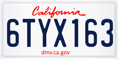 CA license plate 6TYX163