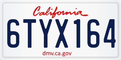 CA license plate 6TYX164