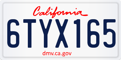 CA license plate 6TYX165
