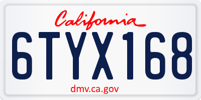 CA license plate 6TYX168