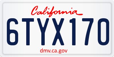 CA license plate 6TYX170