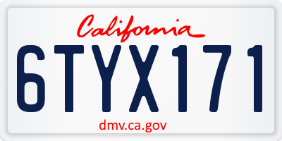 CA license plate 6TYX171