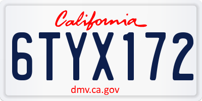 CA license plate 6TYX172