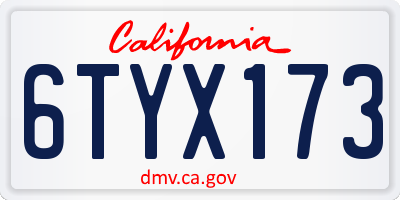 CA license plate 6TYX173