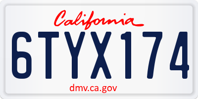 CA license plate 6TYX174