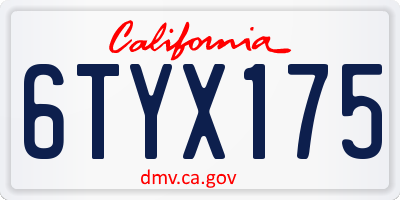 CA license plate 6TYX175
