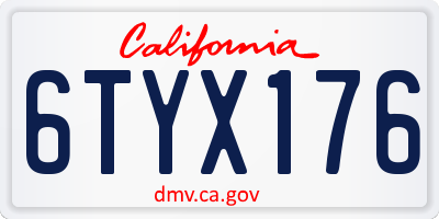 CA license plate 6TYX176