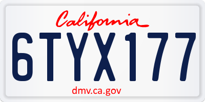 CA license plate 6TYX177