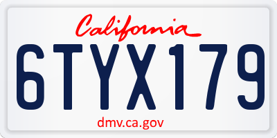 CA license plate 6TYX179