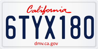 CA license plate 6TYX180