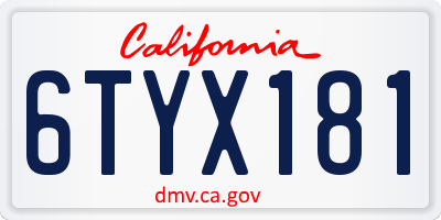 CA license plate 6TYX181