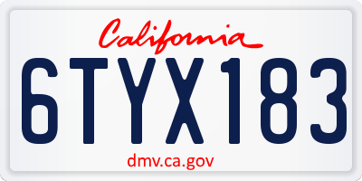 CA license plate 6TYX183