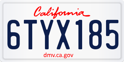 CA license plate 6TYX185