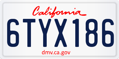 CA license plate 6TYX186