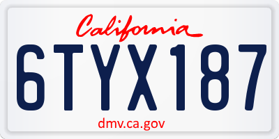 CA license plate 6TYX187