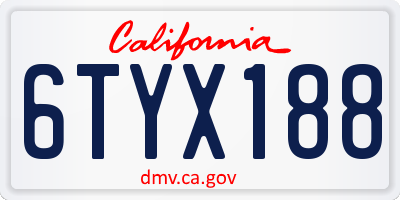 CA license plate 6TYX188