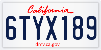 CA license plate 6TYX189