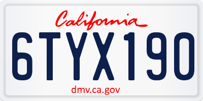 CA license plate 6TYX190