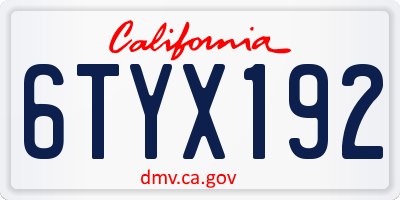 CA license plate 6TYX192