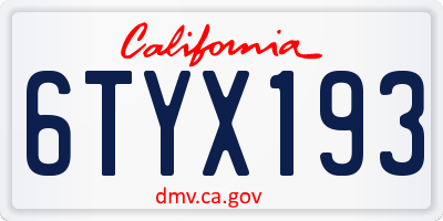 CA license plate 6TYX193