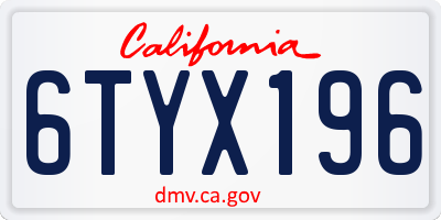 CA license plate 6TYX196